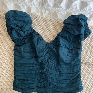 Elegant Teal Ruched Women's Top